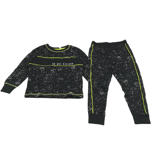 Matalan Black and Neon Pyjama Set Age 5