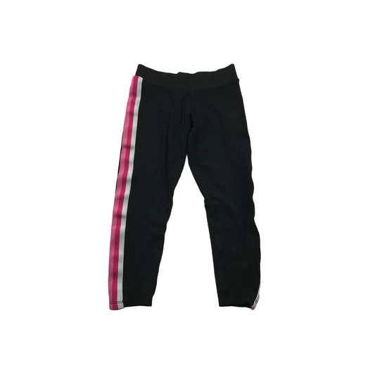 M&S Black and Pink Side Stripe 3/4 Leggings Age 10