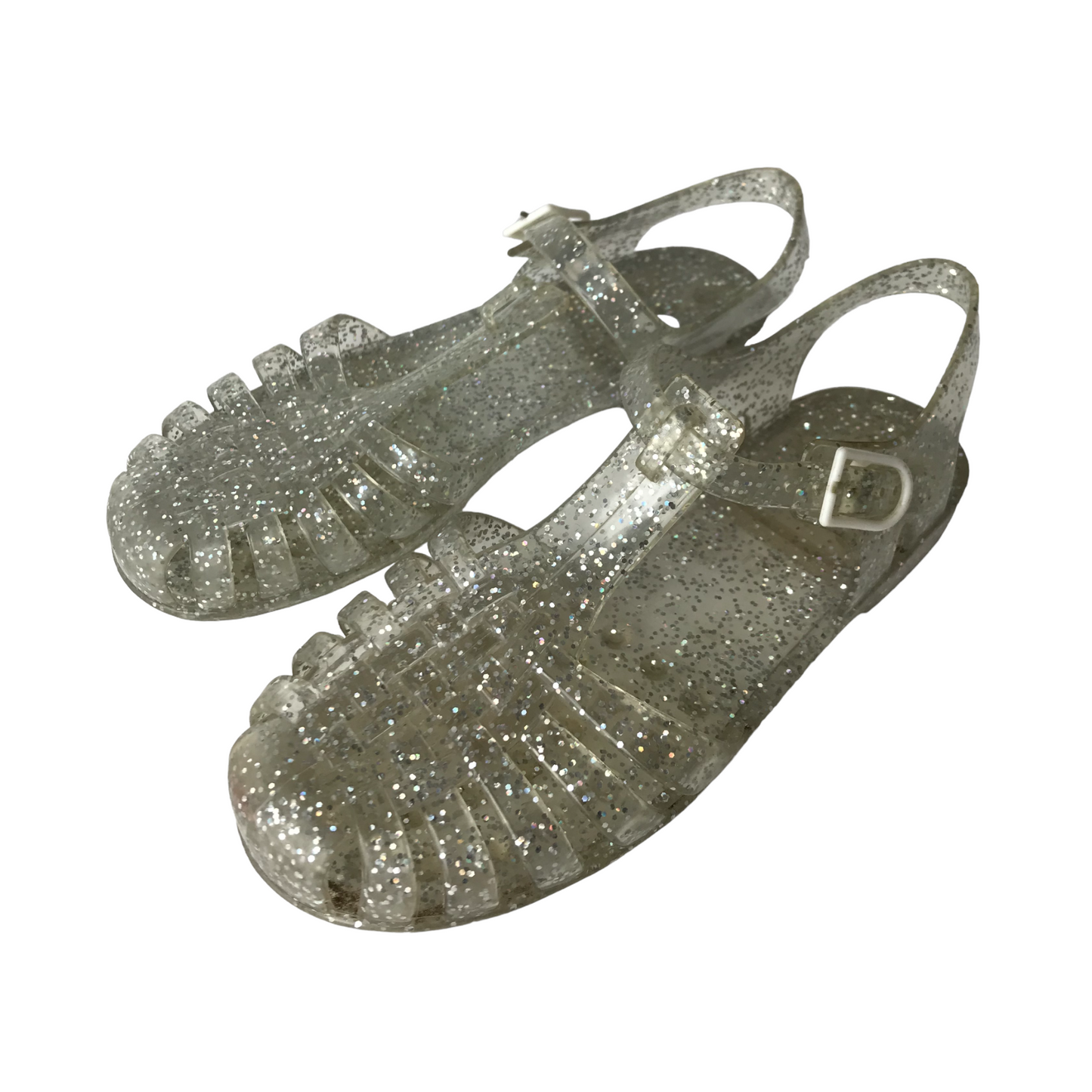 Glittery Silver Jelly Sandals Shoe size 13 (jr)