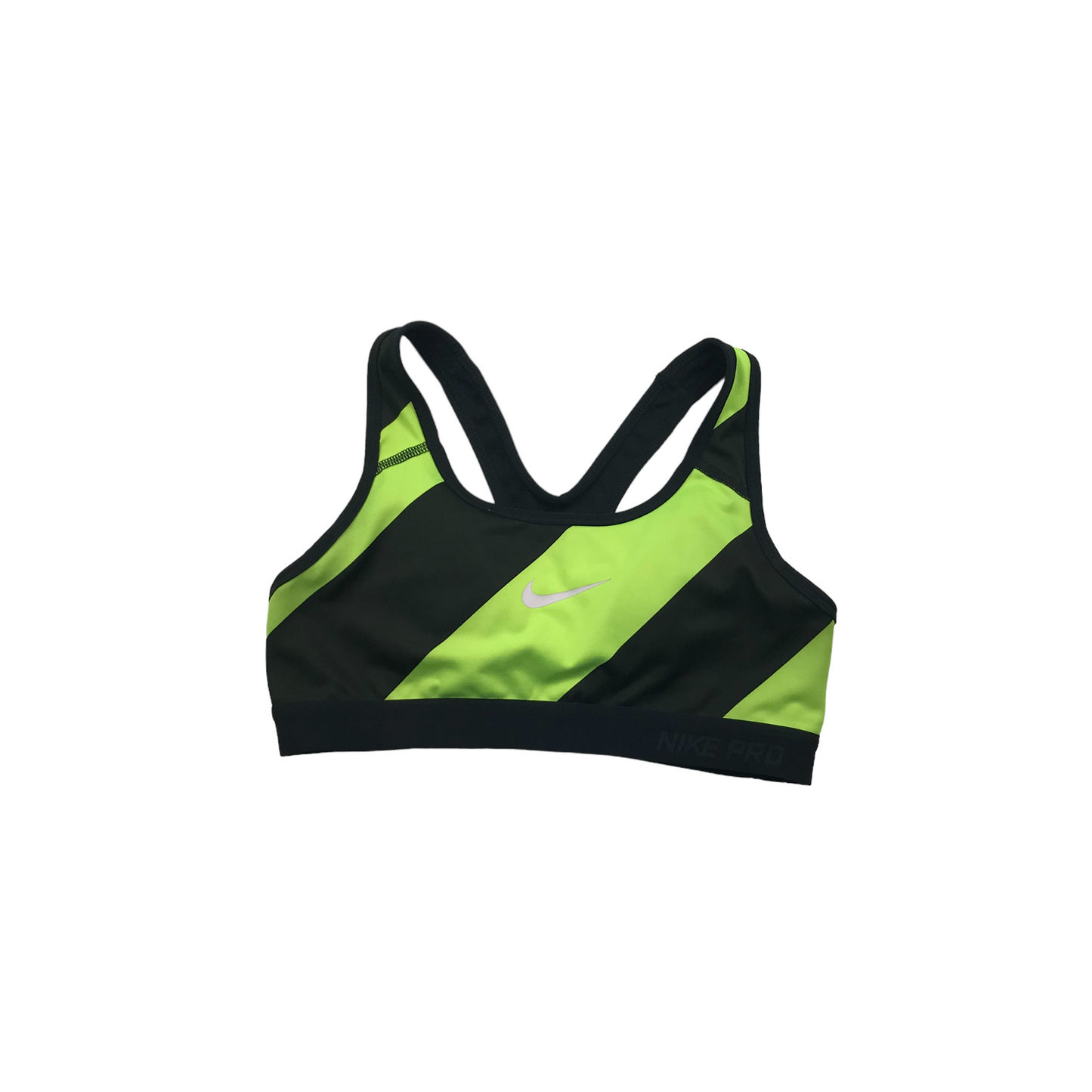Nike Pro Black and Neon Padded Sports Crop Top Women's Size S