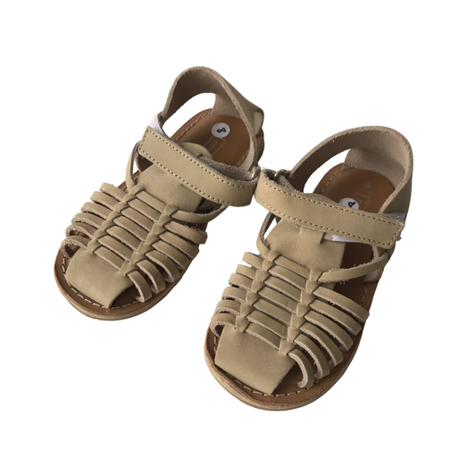 Next Light Beige Weaved Sandals Shoe Size 8 (jr)