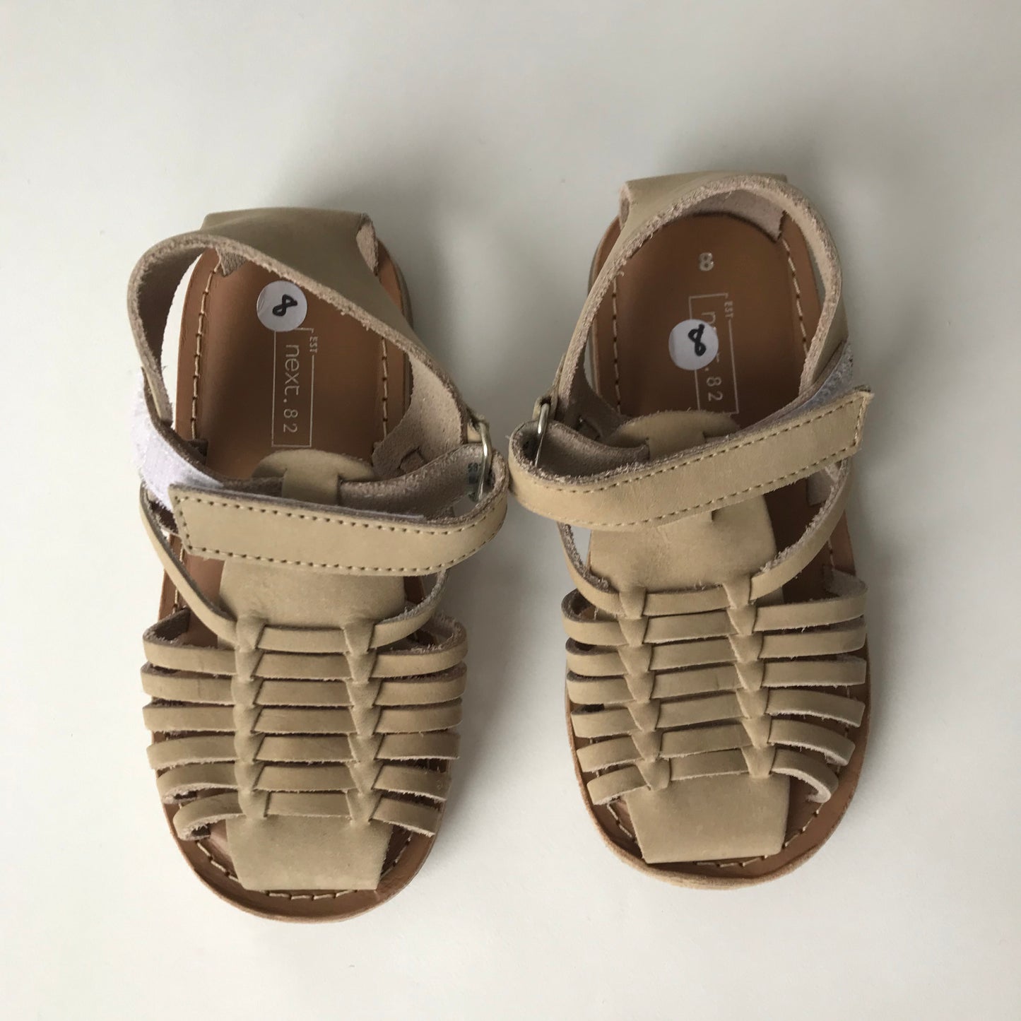 Next Light Beige Weaved Sandals Shoe Size 8 (jr)