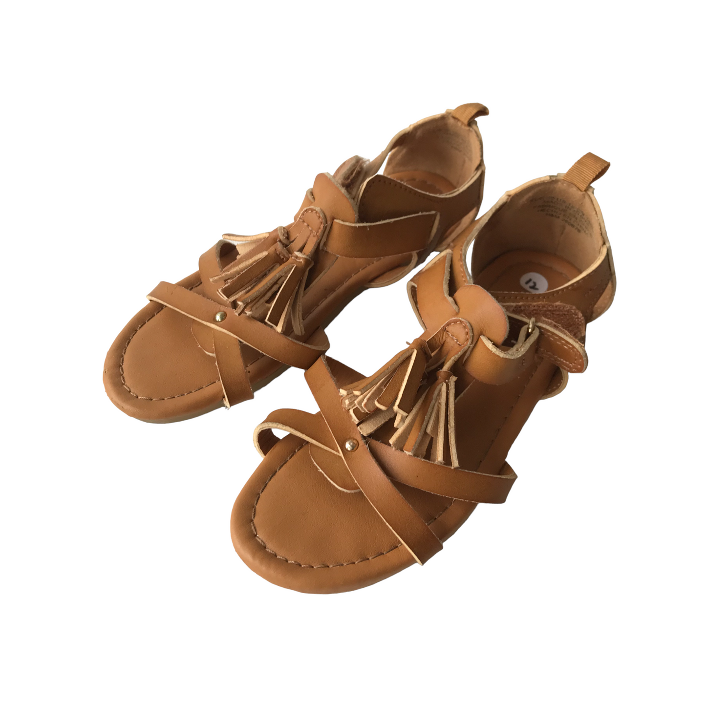 H&M Brown Leather-style tassel Sandals Shoe Size 12 (jr)