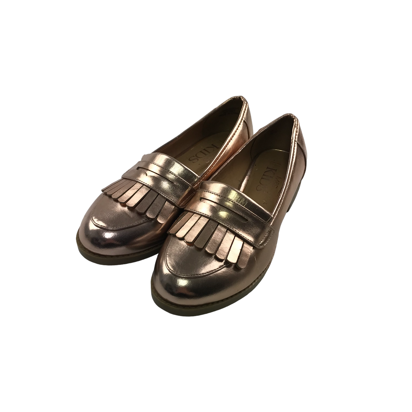 M&S Rose Gold Metallic Tassel Loafers Shoe Size 1