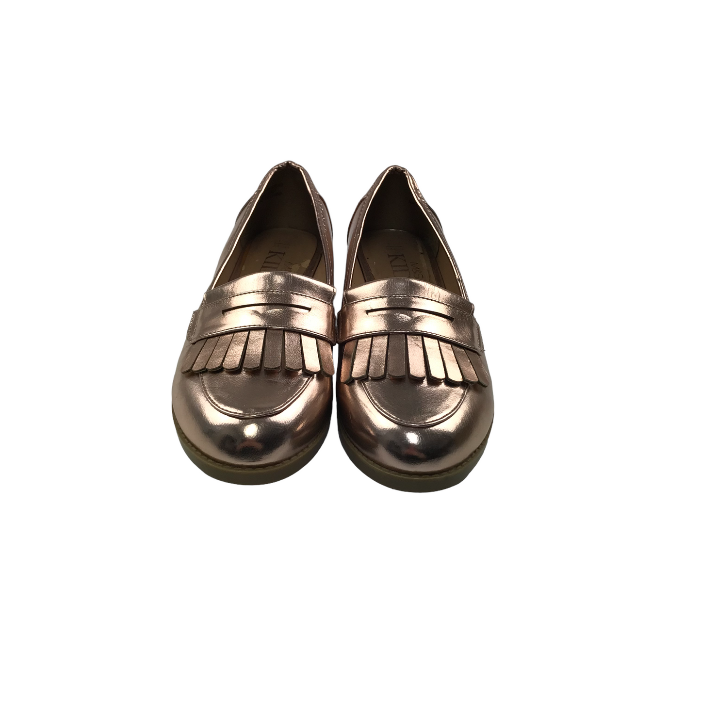 M&S Rose Gold Metallic Tassel Loafers Shoe Size 1