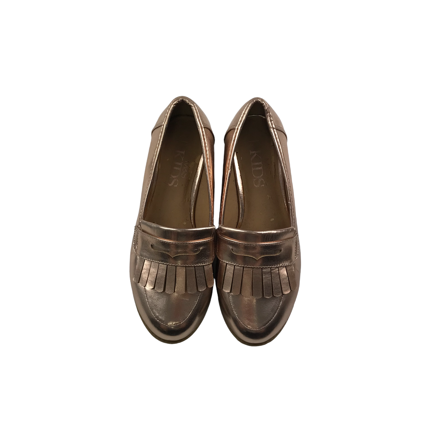 M&S Rose Gold Metallic Tassel Loafers Shoe Size 1