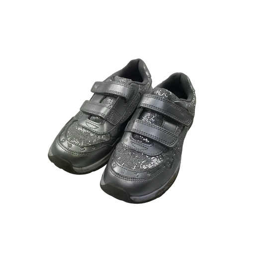 Clarks Sparkly Silver Trainers Shoe Size 12H junior