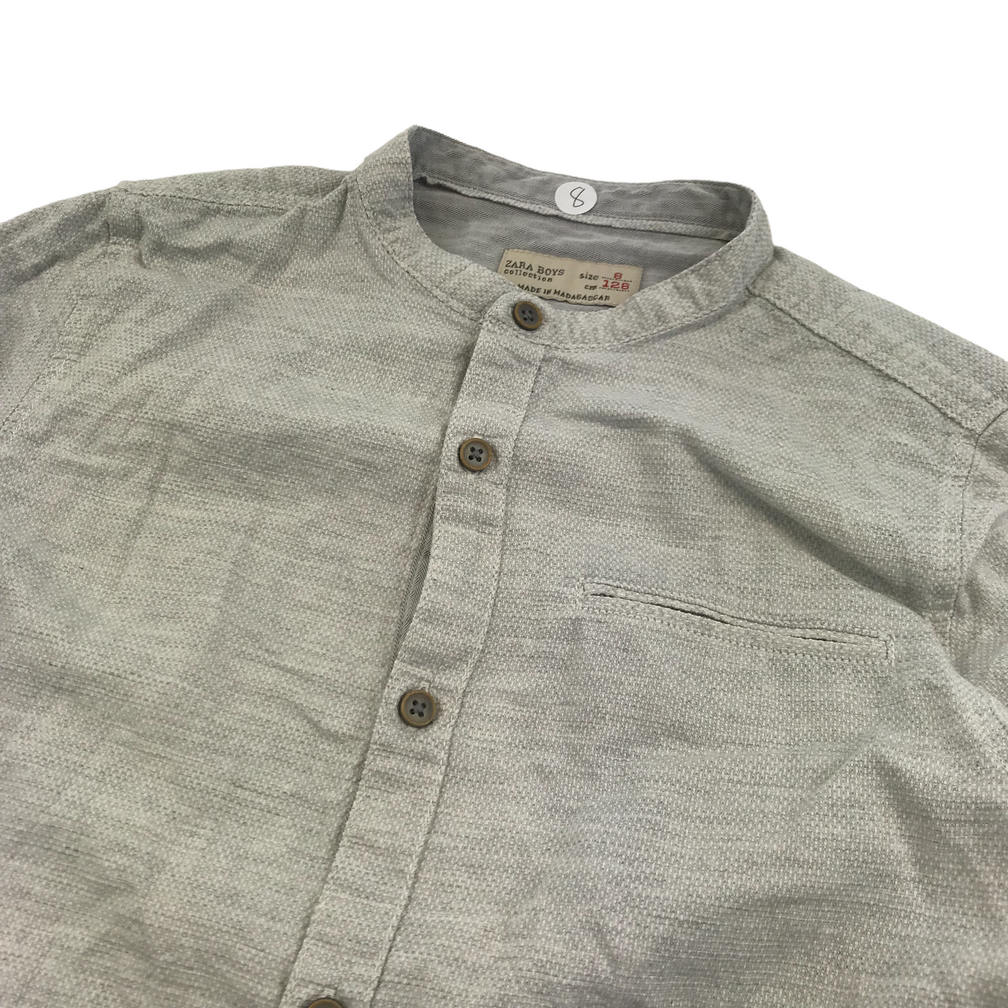 Zara Grey Collarless Polo Shirt Age 8