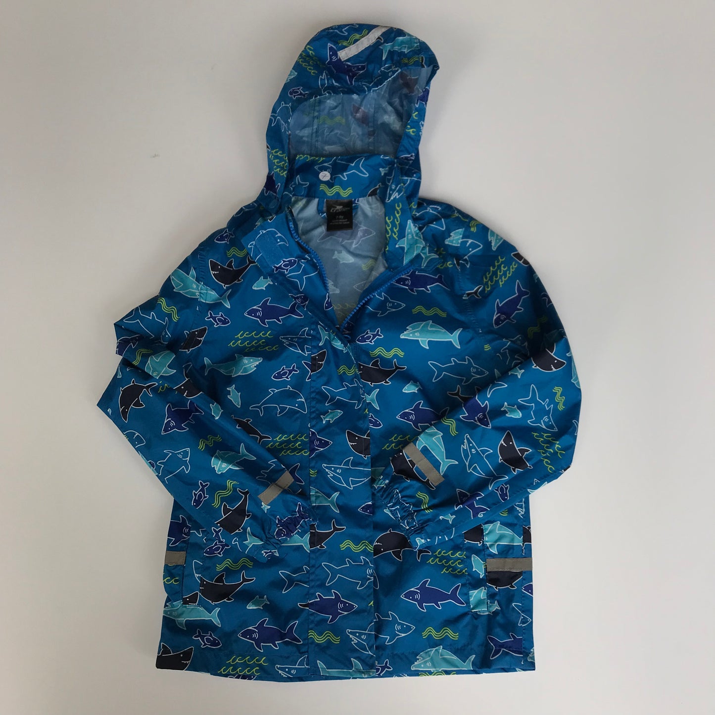 Crane Blue Light Shark Print Jacket Age 7