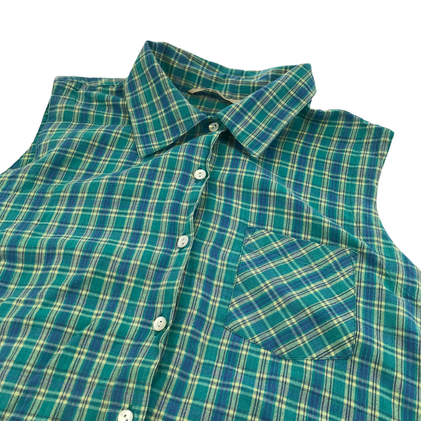 Sussan Green Sleeveless Check Shirt Women's 16