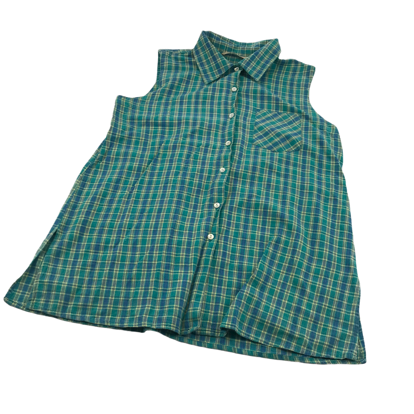 Sussan Green Sleeveless Check Shirt Women's 16