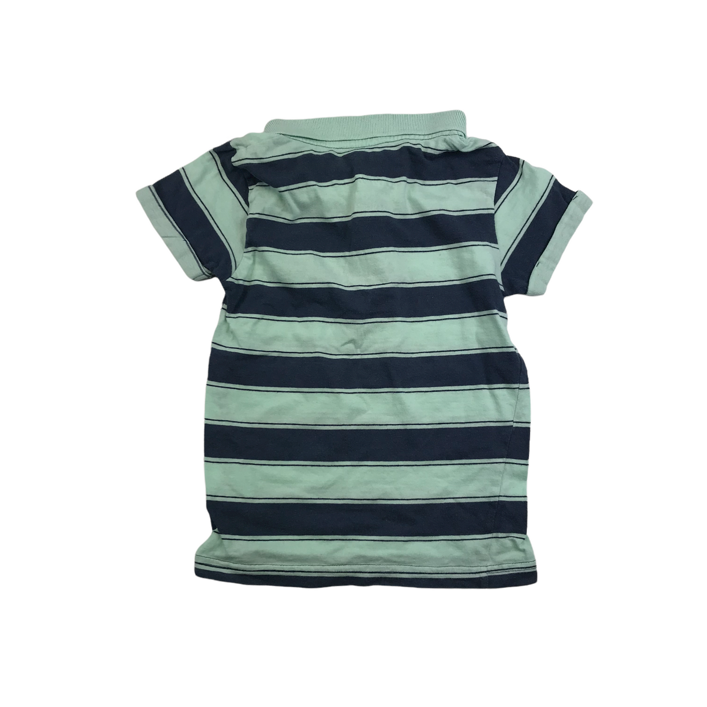 Primark Navy and Mint Stripy Polo Shirt Age 4
