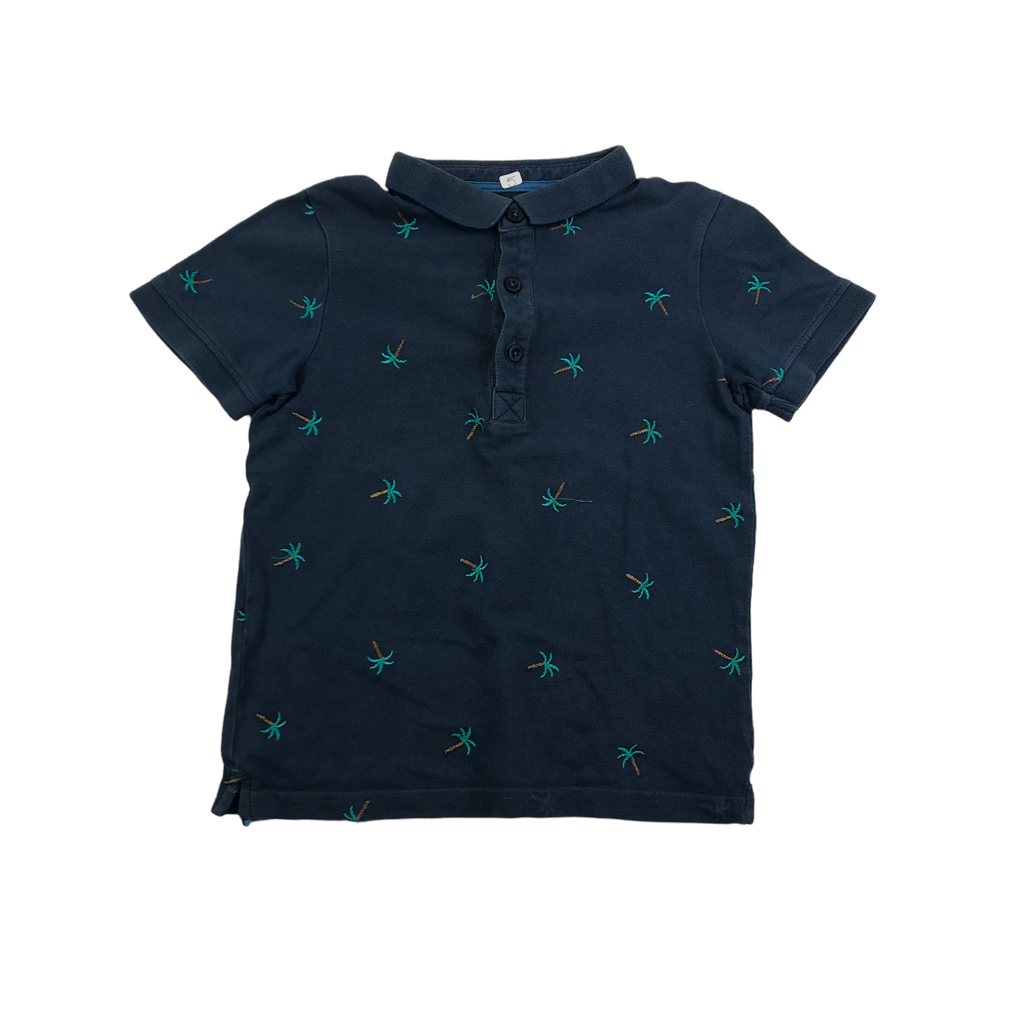 Tu Navy Blue Palm Trees Polo Shirt Age 5