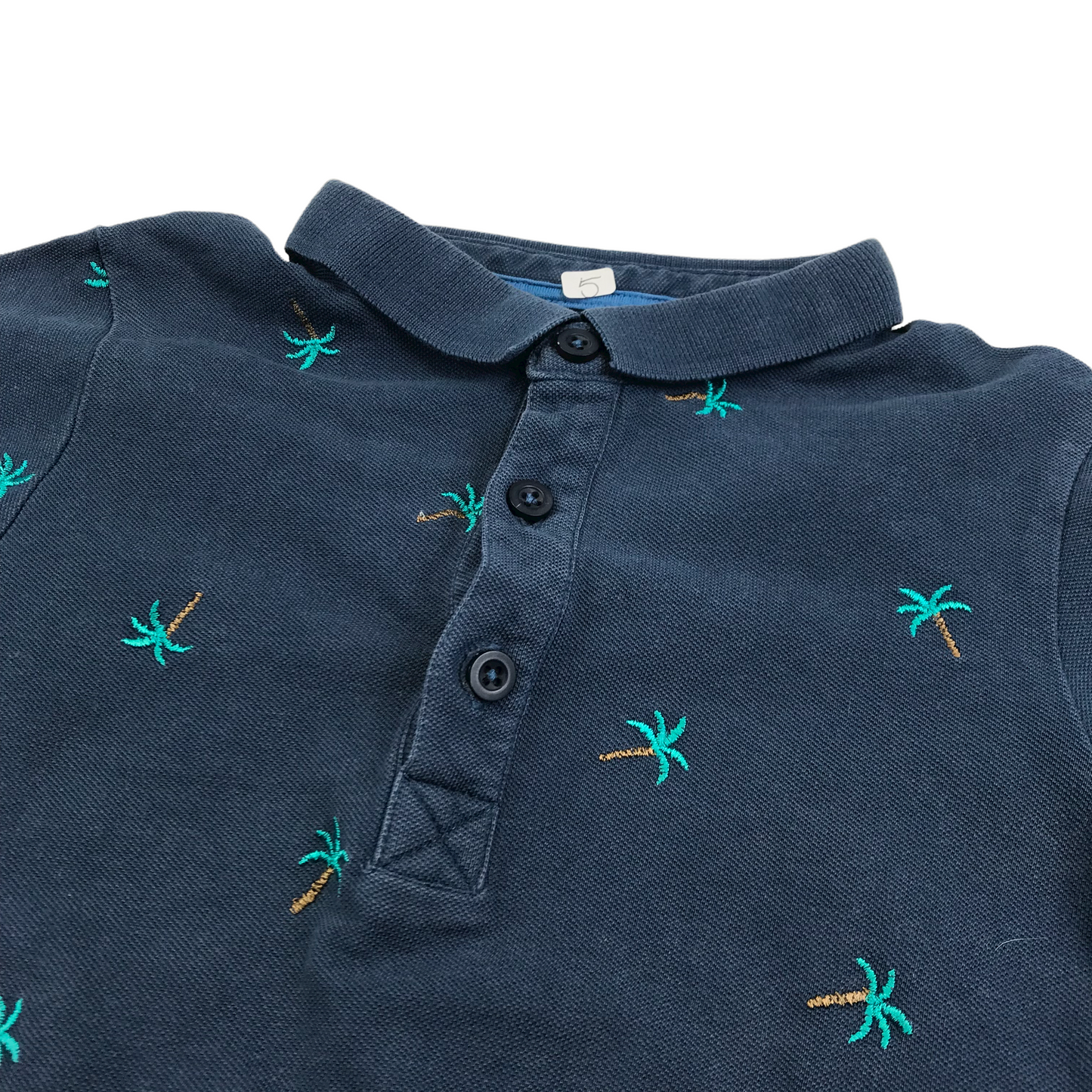 Tu Navy Blue Palm Trees Polo Shirt Age 5