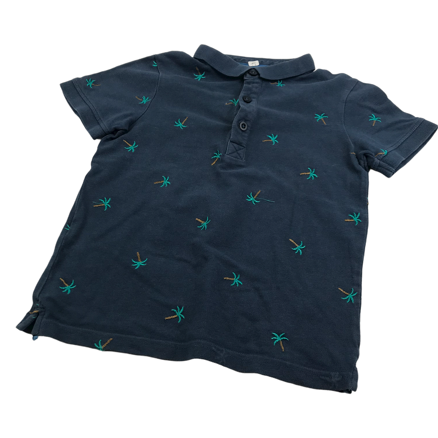 Tu Navy Blue Palm Trees Polo Shirt Age 5