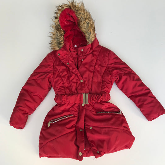 Tu Red Belted Parka Jacket Age 7