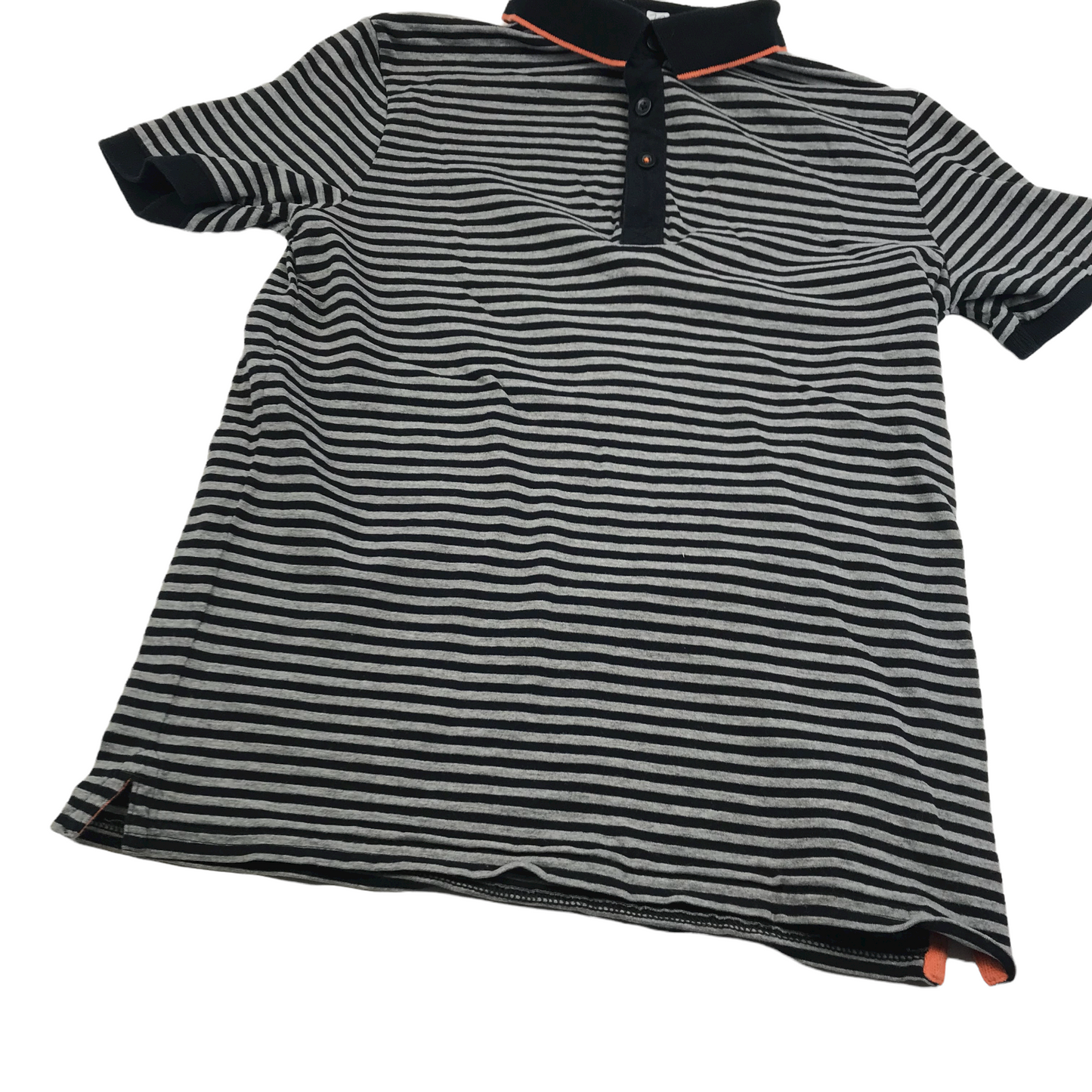 M&S Grey and Black Stripy Polo Shirt Age 11