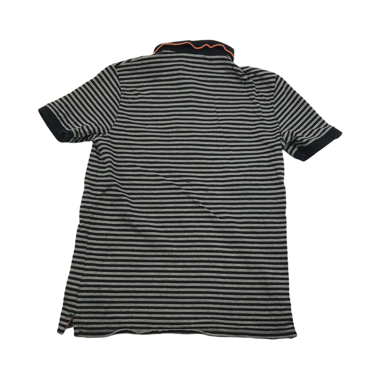 M&S Grey and Black Stripy Polo Shirt Age 11