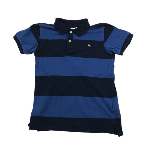 H&M Navy and Blue Stripy Polo Shirt Age 12