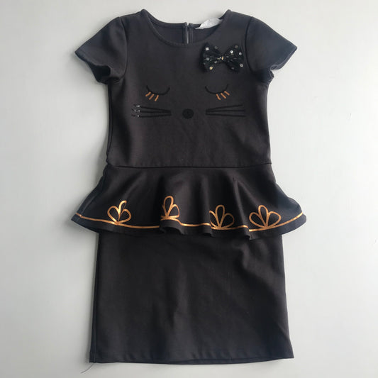 Dress - Dark Grey Cat - Age 5