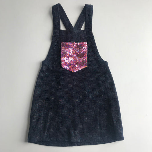 Dress - Navy Pinafore with Sequins - Age 5