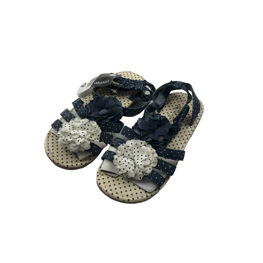 George Navy Blue Floral Polka Dot Sandals Shoe Size 12 junior