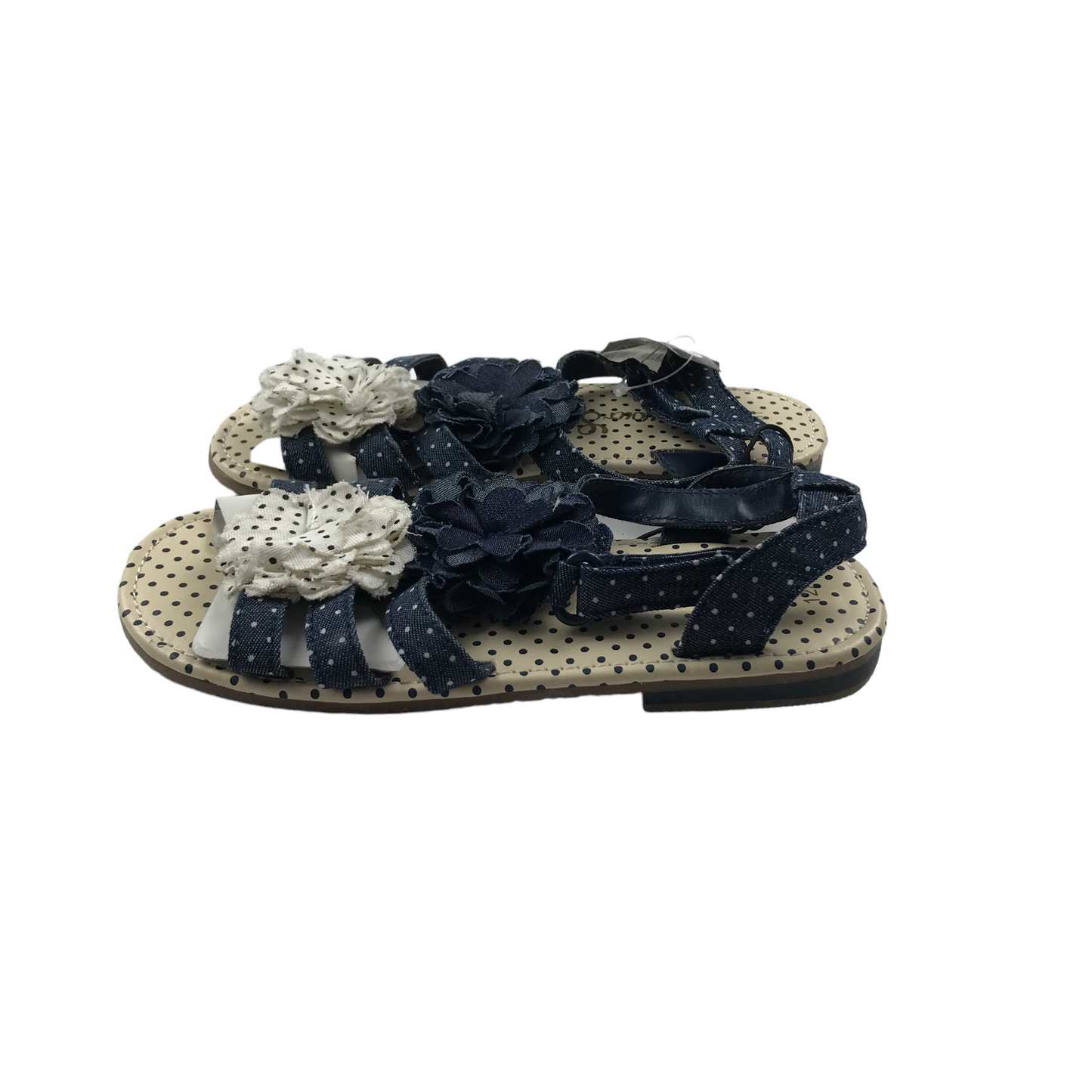 George Navy Blue Floral Polka Dot Sandals Shoe Size 12 junior