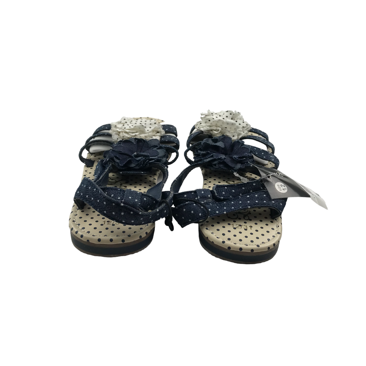 George Navy Blue Floral Polka Dot Sandals Shoe Size 12 junior