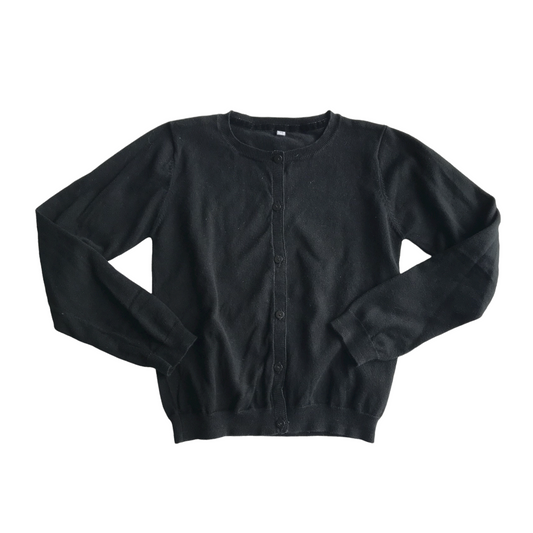 Black School Crewneck Cardigan