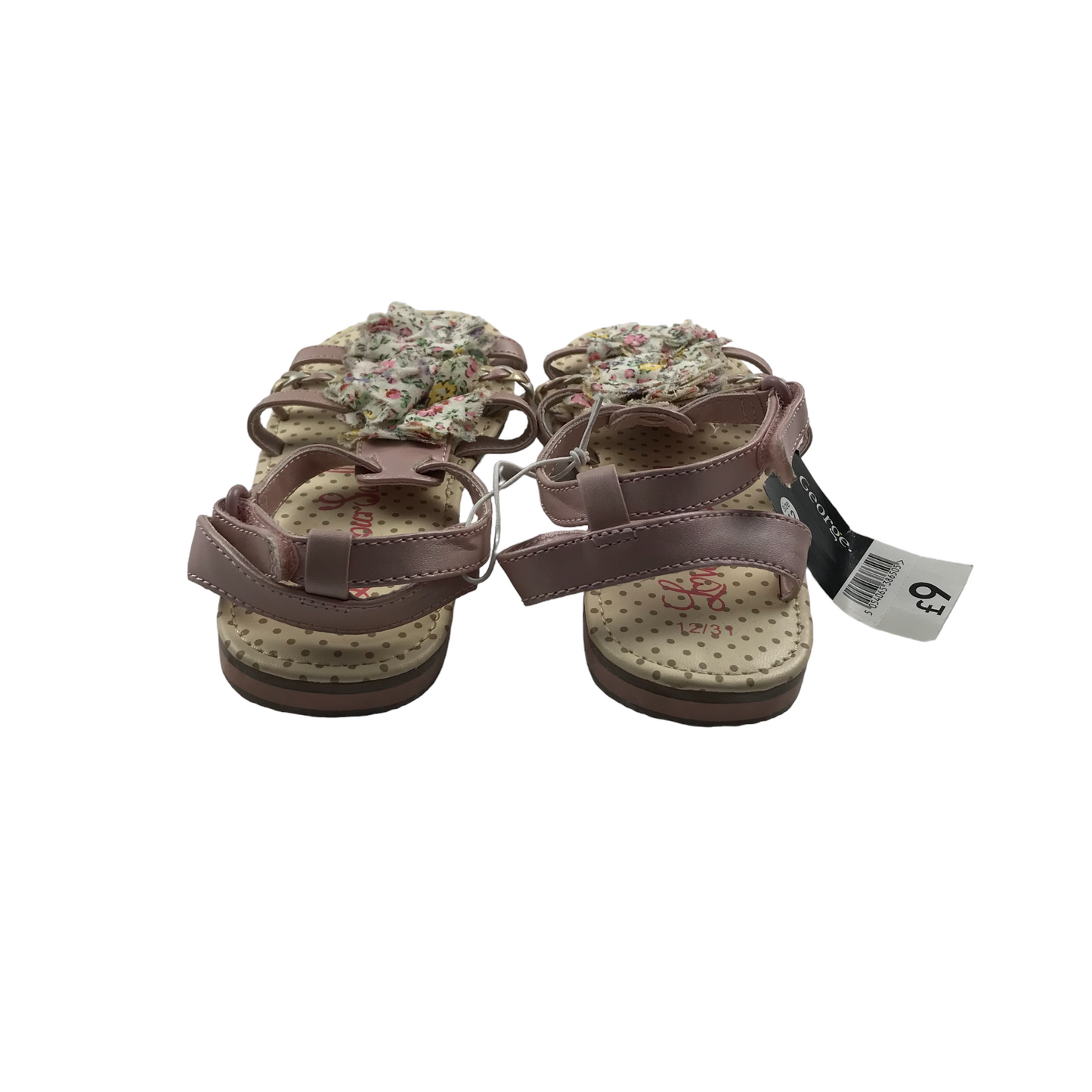 George Pink Floral Polka Dot Sandals Shoe Size 12 junior