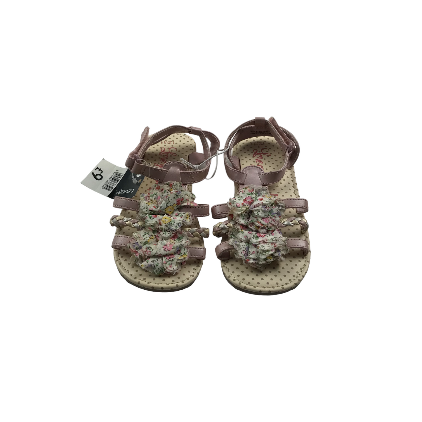 George Pink Floral Polka Dot Sandals Shoe Size 12 junior