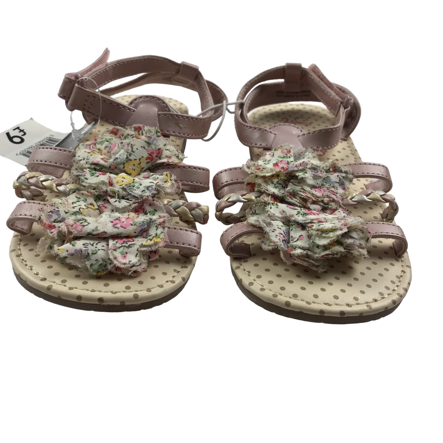 George Pink Floral Polka Dot Sandals Shoe Size 12 junior