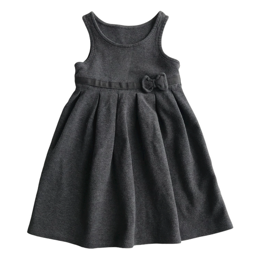 Grey School Jersey Pinafore with Bow Detail