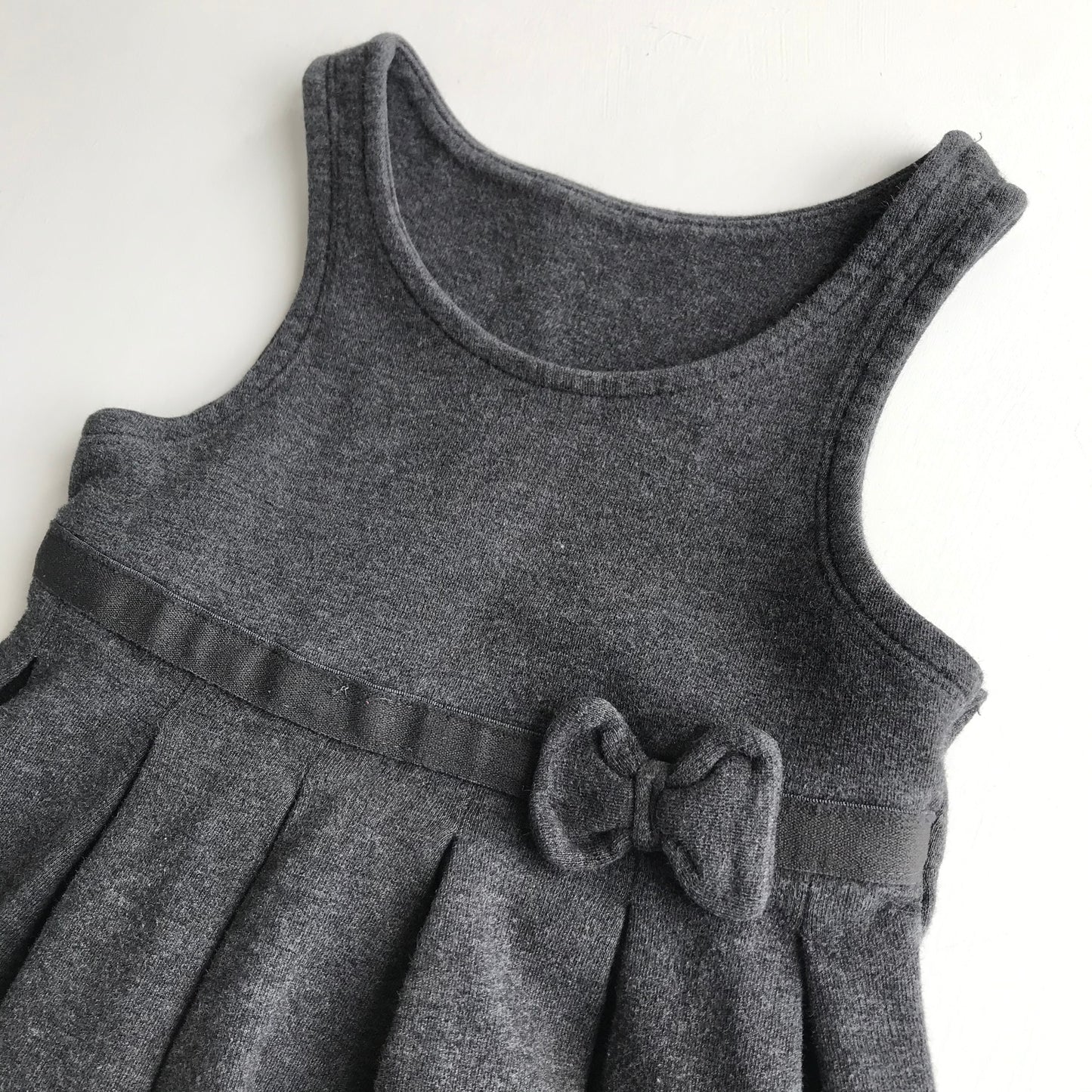 Grey School Jersey Pinafore with Bow Detail