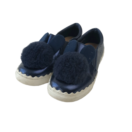 Tu Navy Blue Bunny Pom Pom Plimsolls Shoe Size 12 (jr)