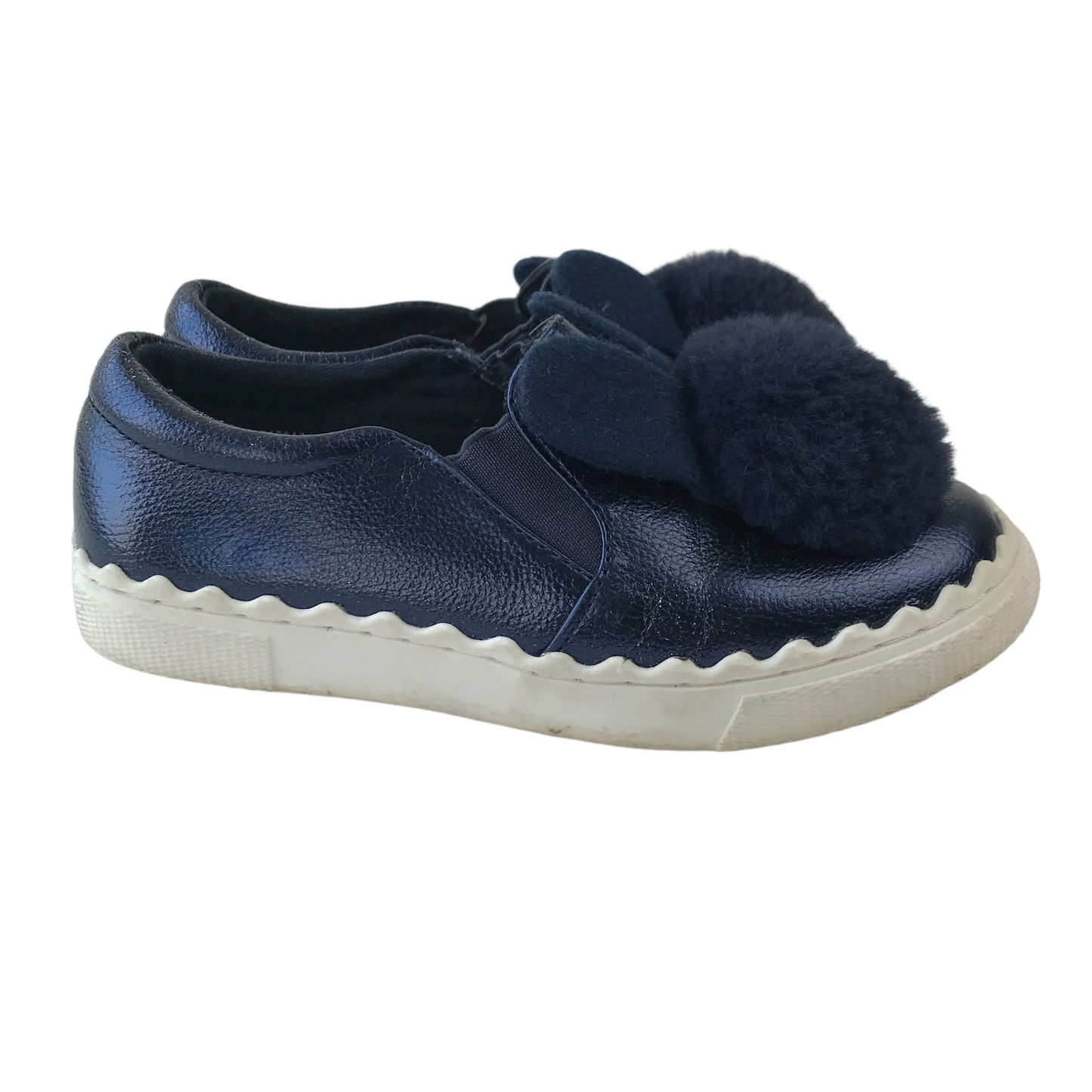 Tu Navy Blue Bunny Pom Pom Plimsolls Shoe Size 12 (jr)