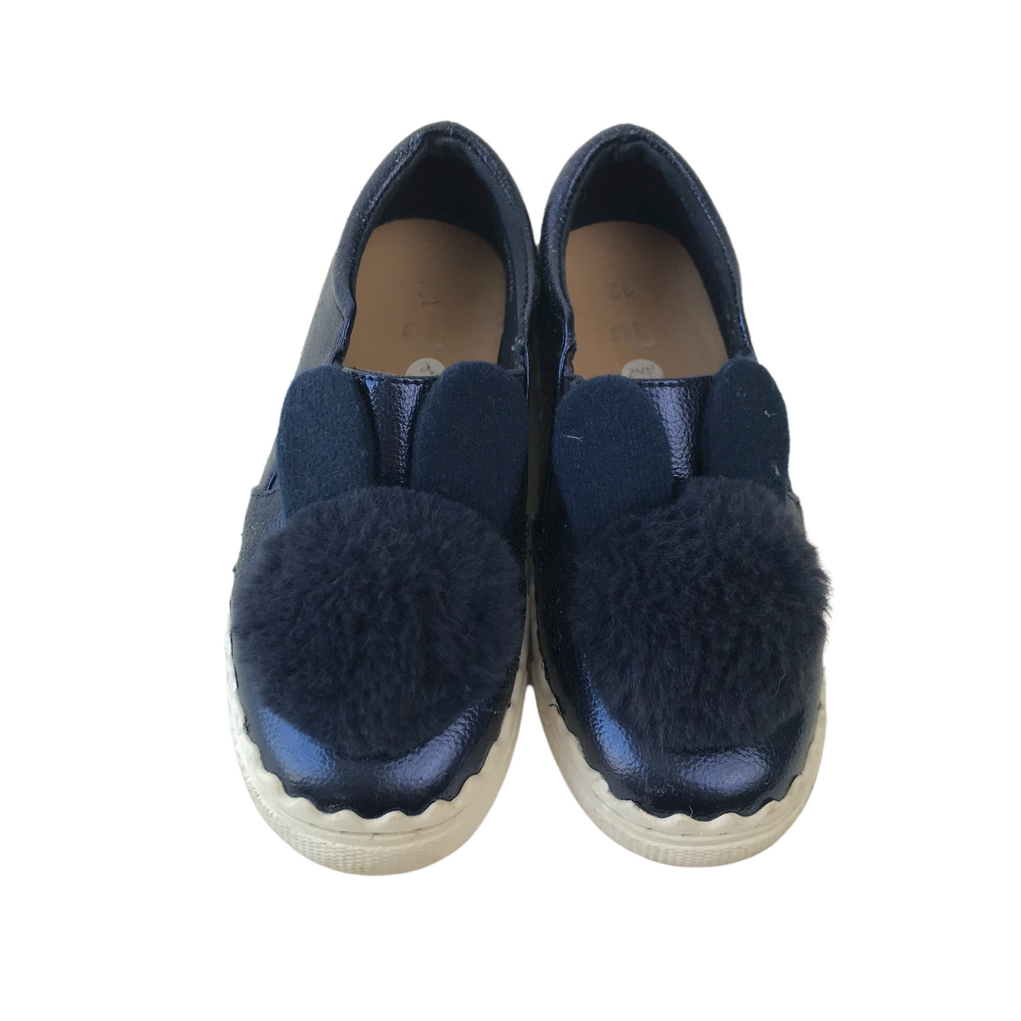 Tu Navy Blue Bunny Pom Pom Plimsolls Shoe Size 12 (jr)