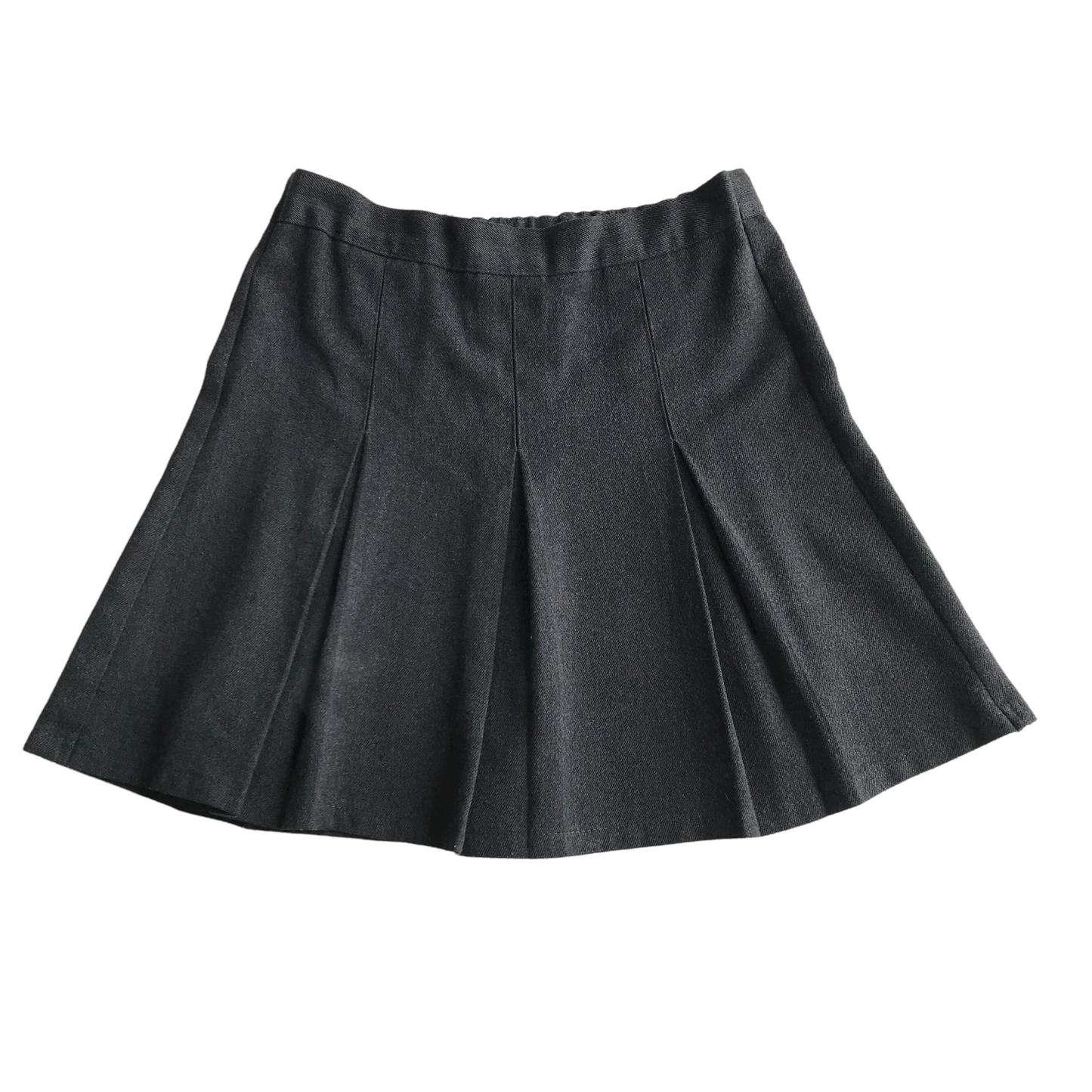 Grey School Skirt with Thin Waistband and pleats