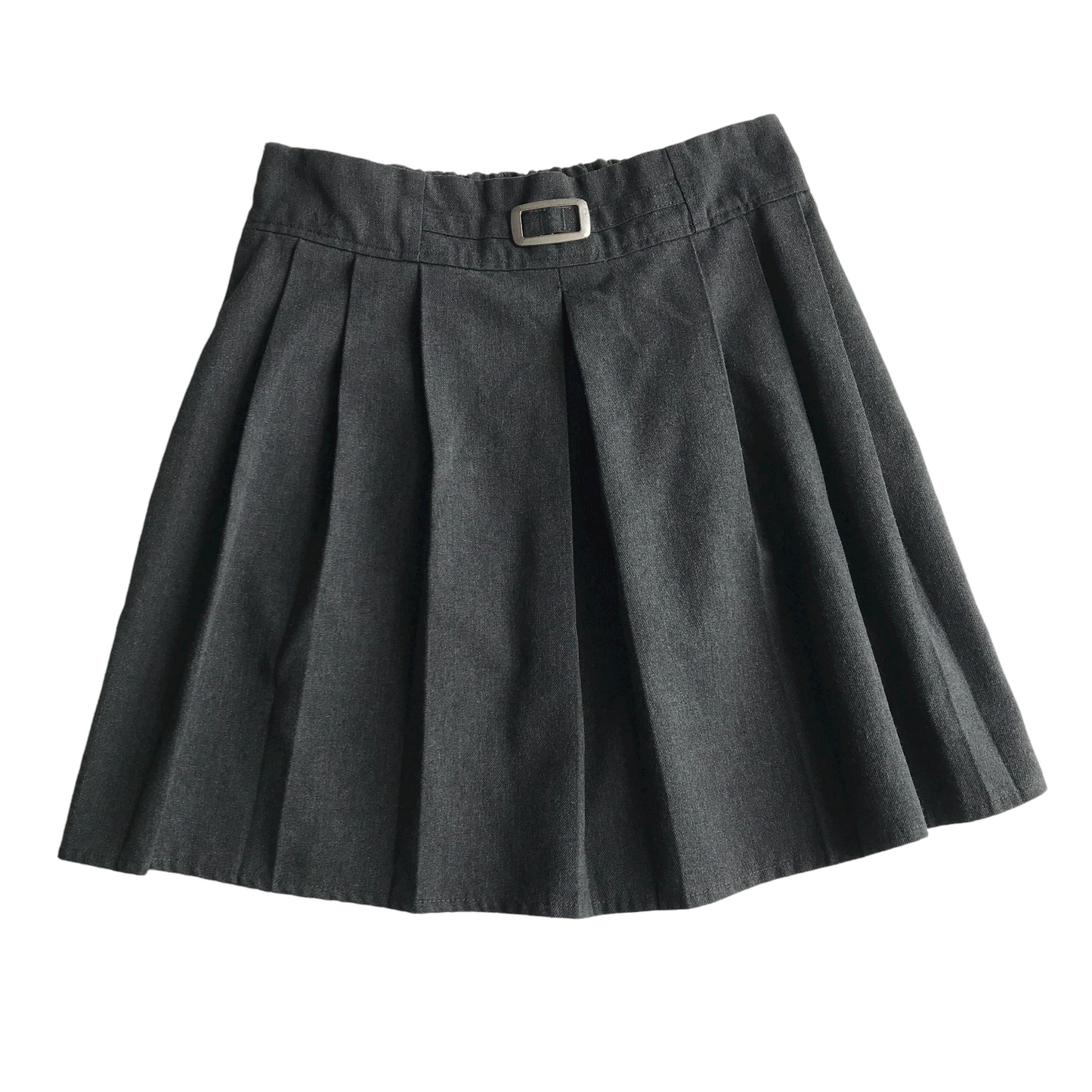 Grey School Skirt with Buckle Detail