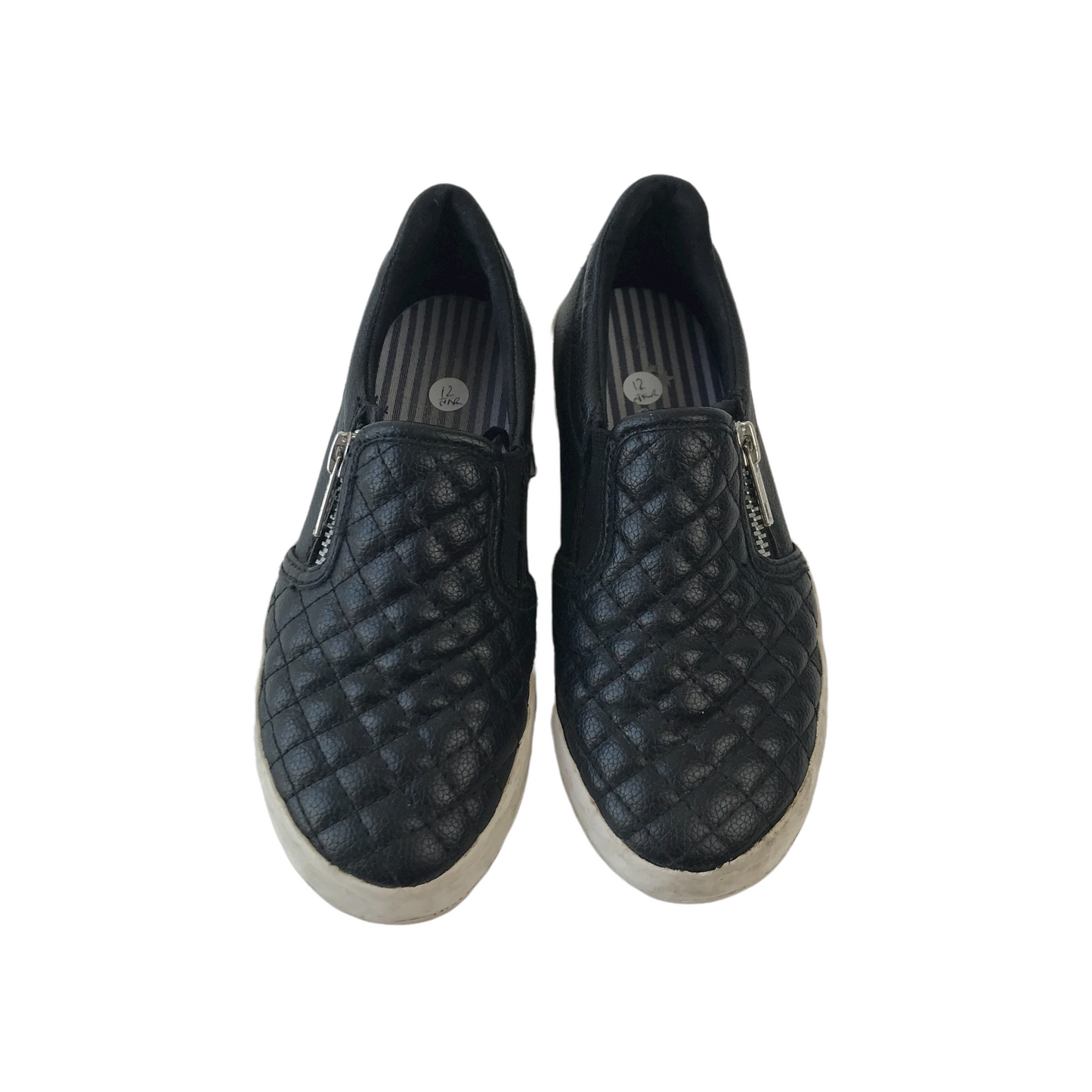 Next Black Quilted Plimsolls Shoe Size 12 (jr)