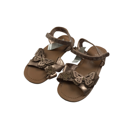 Next Brown Faux Leather Butterfly Sandals Shoe Size 12 junior