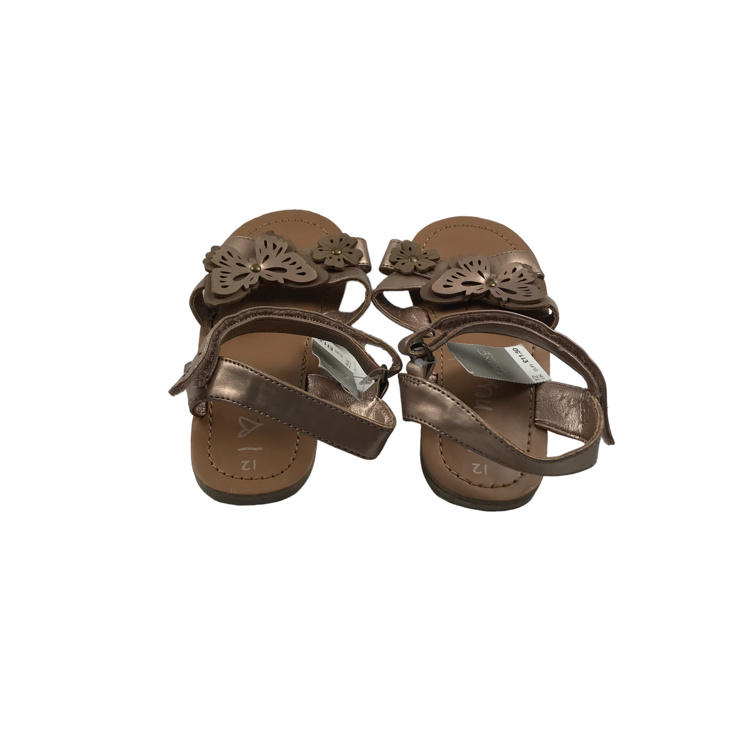 Next Brown Faux Leather Butterfly Sandals Shoe Size 12 junior