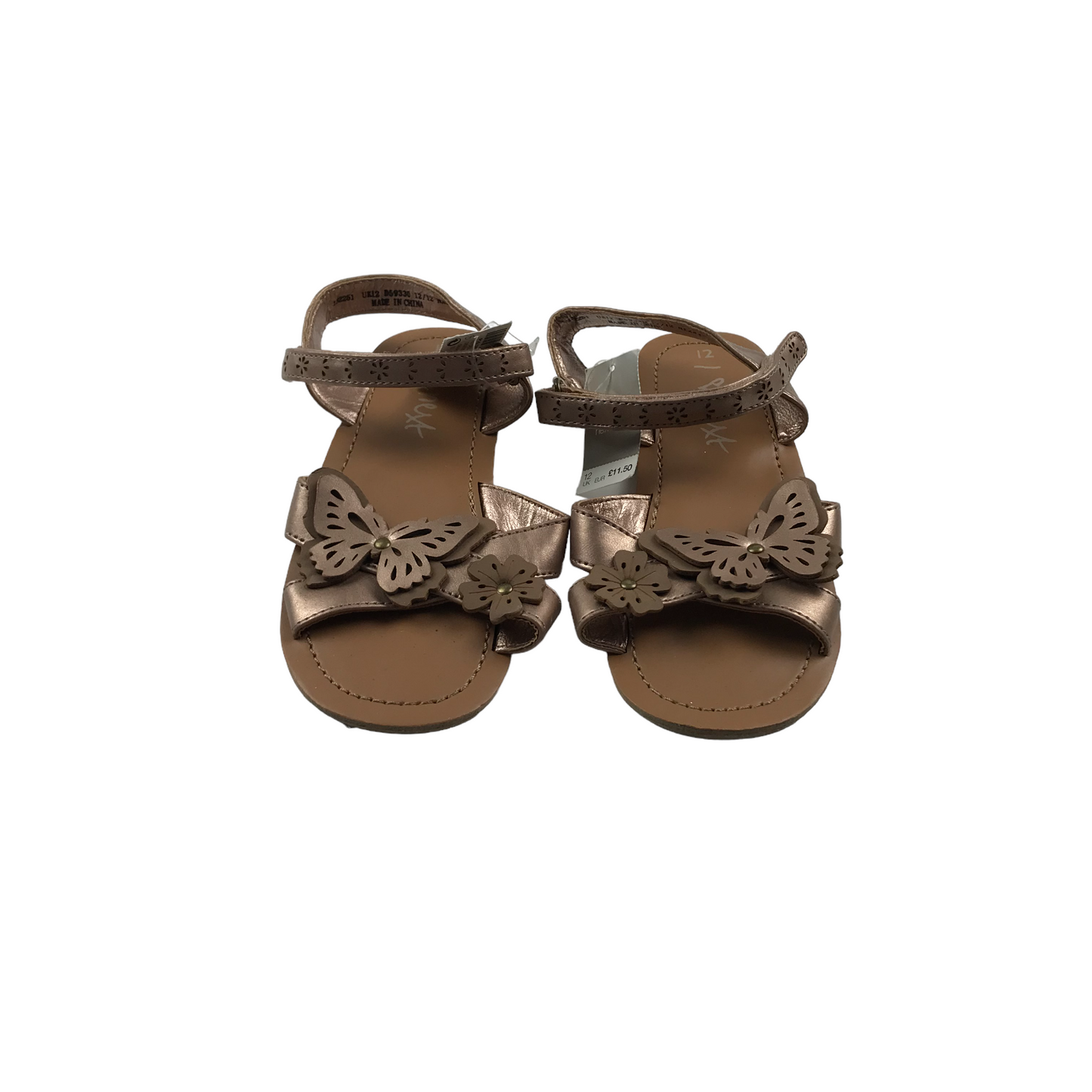 Next Brown Faux Leather Butterfly Sandals Shoe Size 12 junior