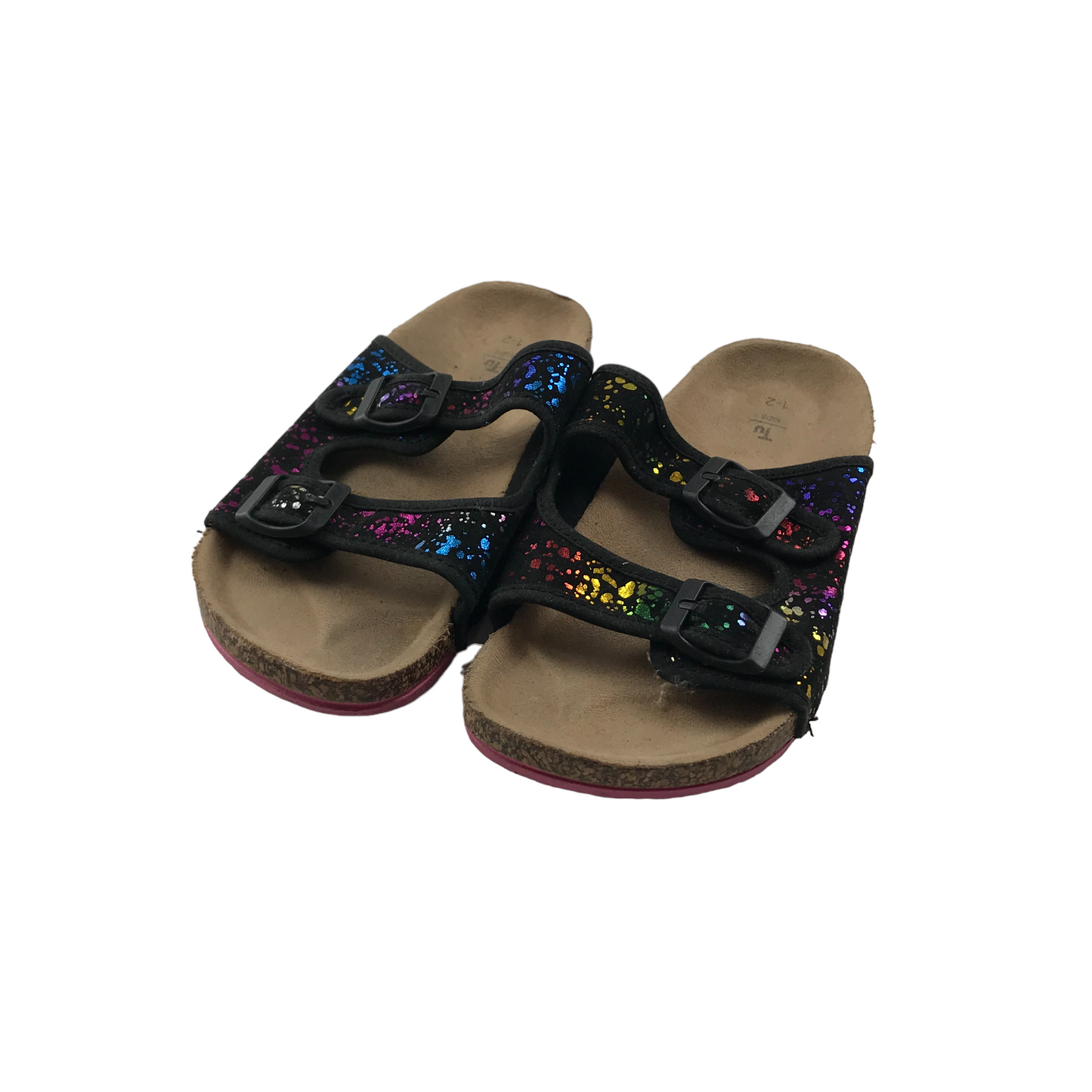 Tu Multicolour and Black Plash Pattern Sliders Shoe Size 1-2