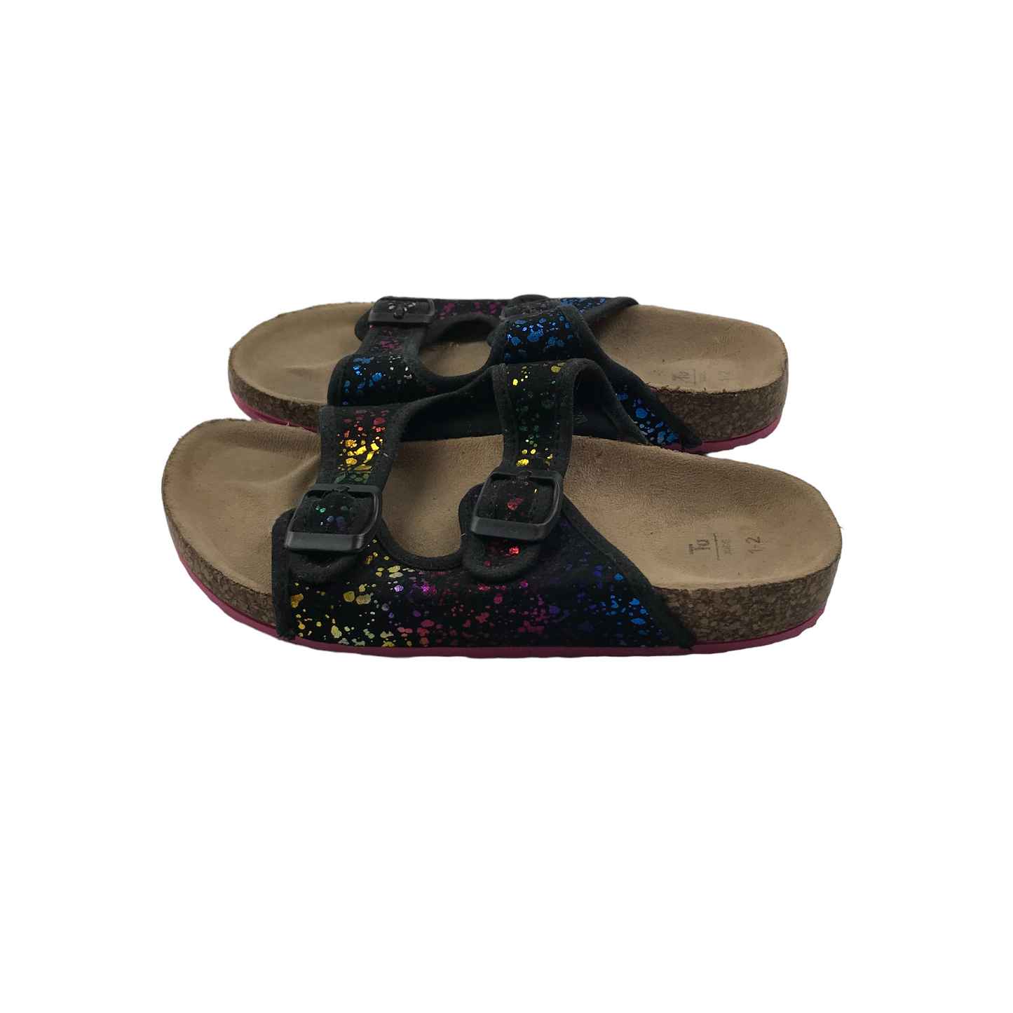 Tu Multicolour and Black Plash Pattern Sliders Shoe Size 1-2