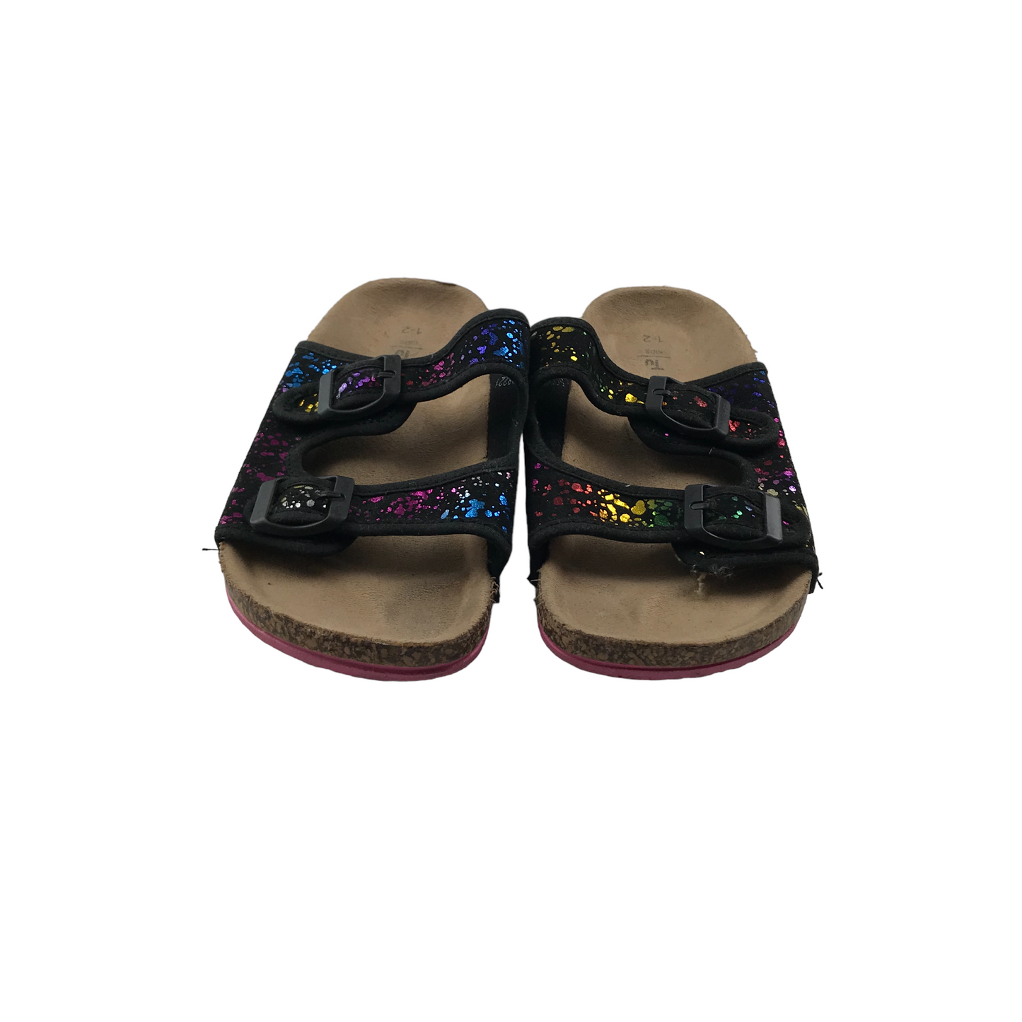 Tu Multicolour and Black Plash Pattern Sliders Shoe Size 1-2