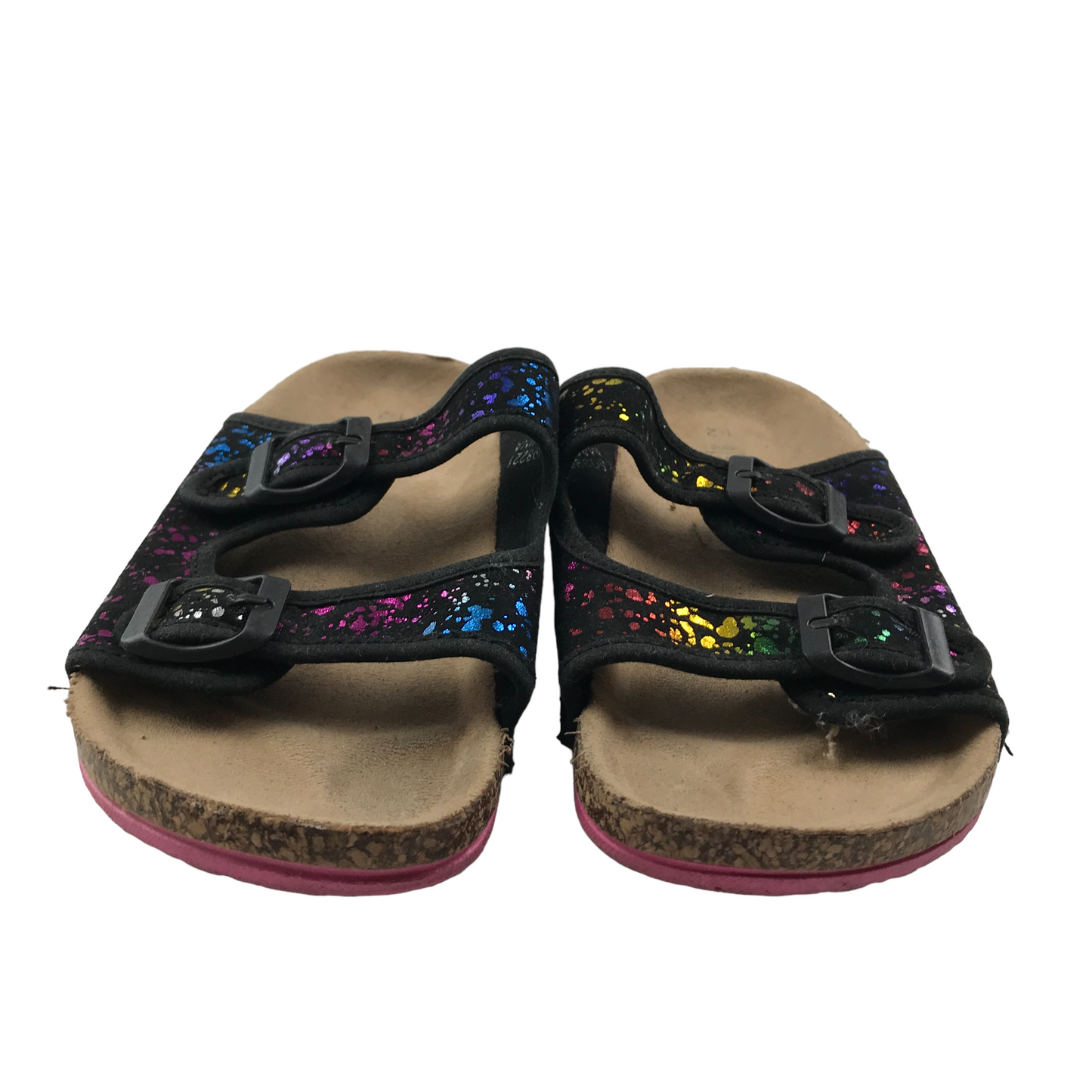 Tu Multicolour and Black Plash Pattern Sliders Shoe Size 1-2