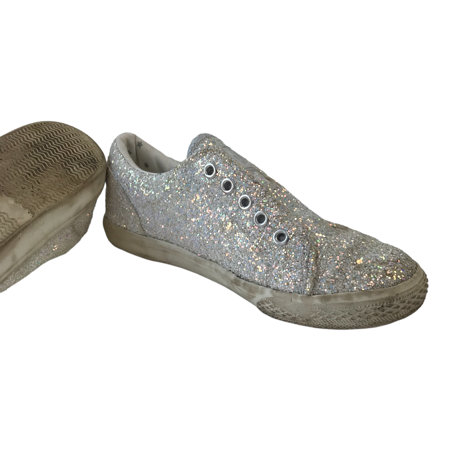 Silver sparkly tennis shoes on sale
