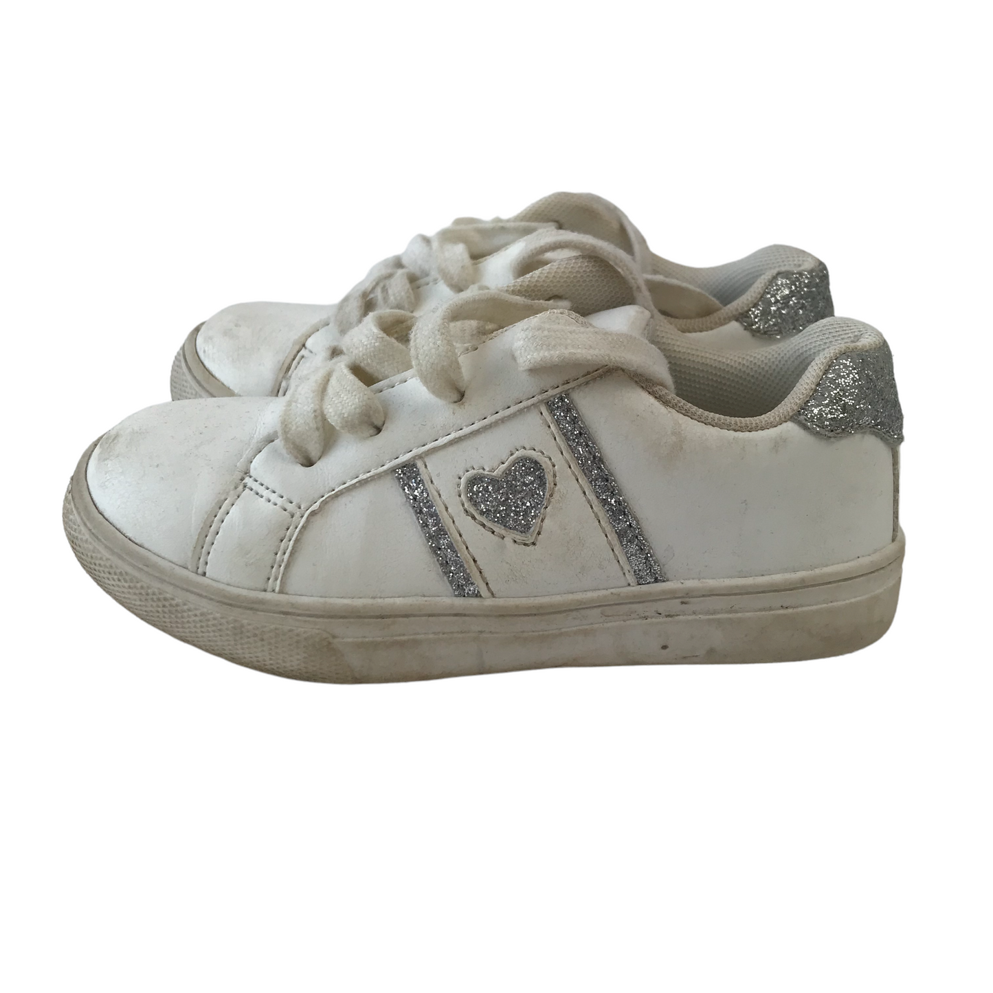 Primark White Trainers with Love Heart Detail Shoe Size 8 (jr)