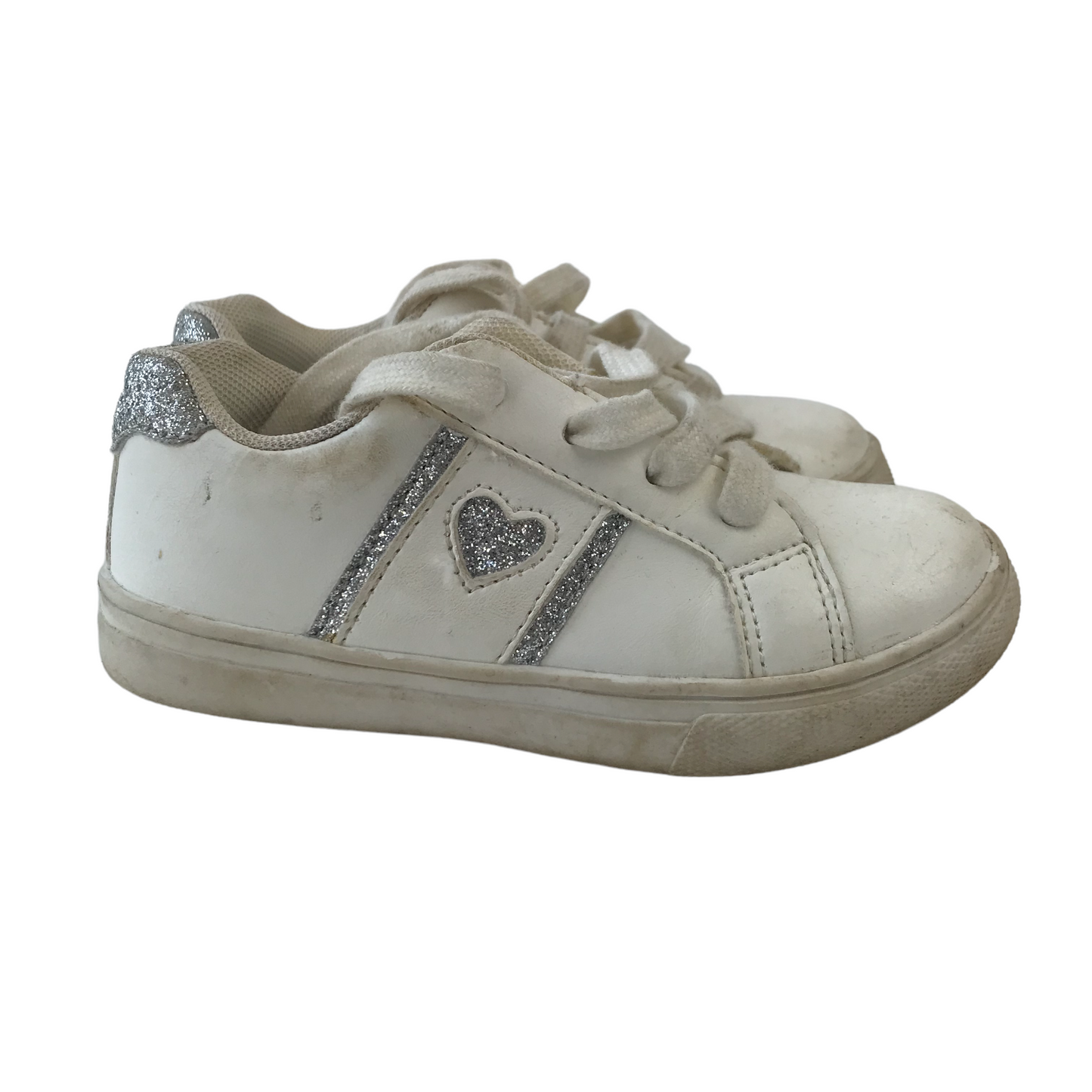 Primark White Trainers with Love Heart Detail Shoe Size 8 (jr)